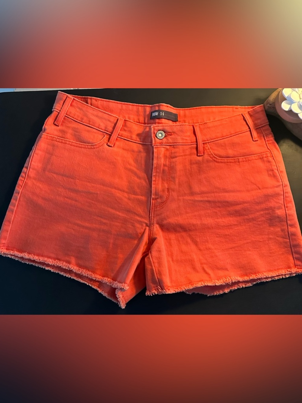 Levi's Bright Coral Denim Cutoff Shorts